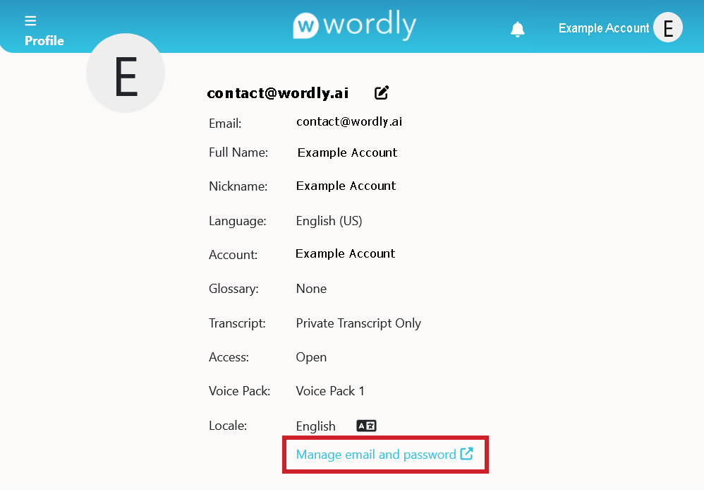 Wordly profile example